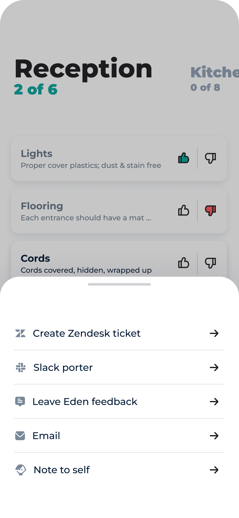 Mobile app screen showing quick common actions available to Customer Managers
